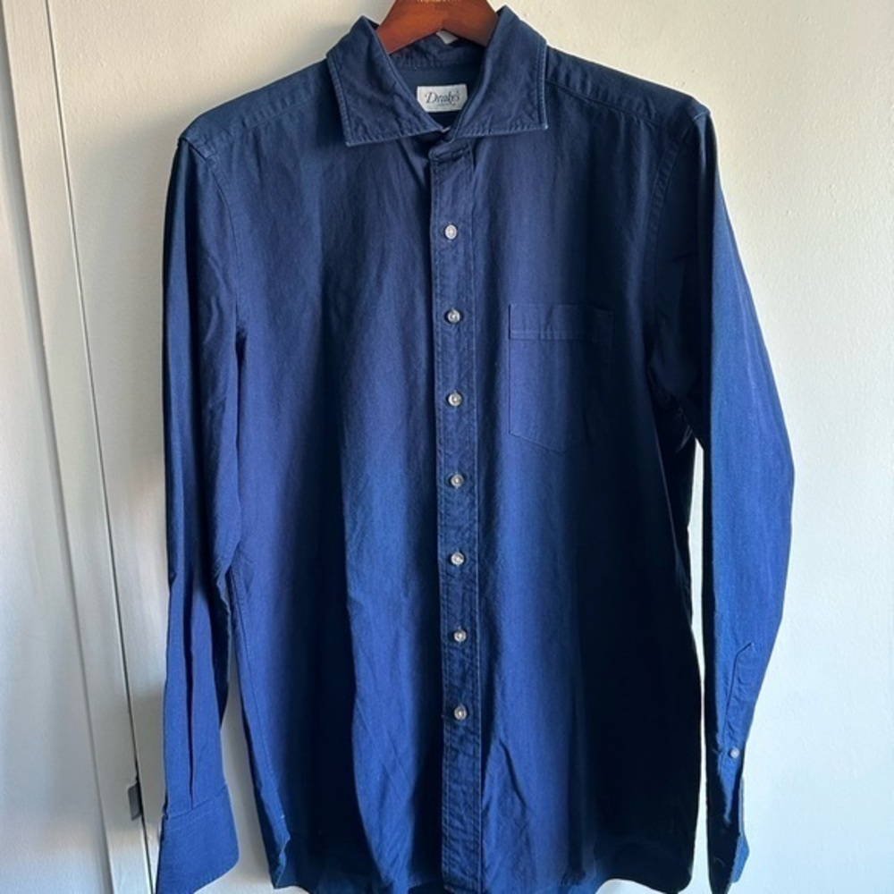 Drakes Blue Casual Button Down Shirt